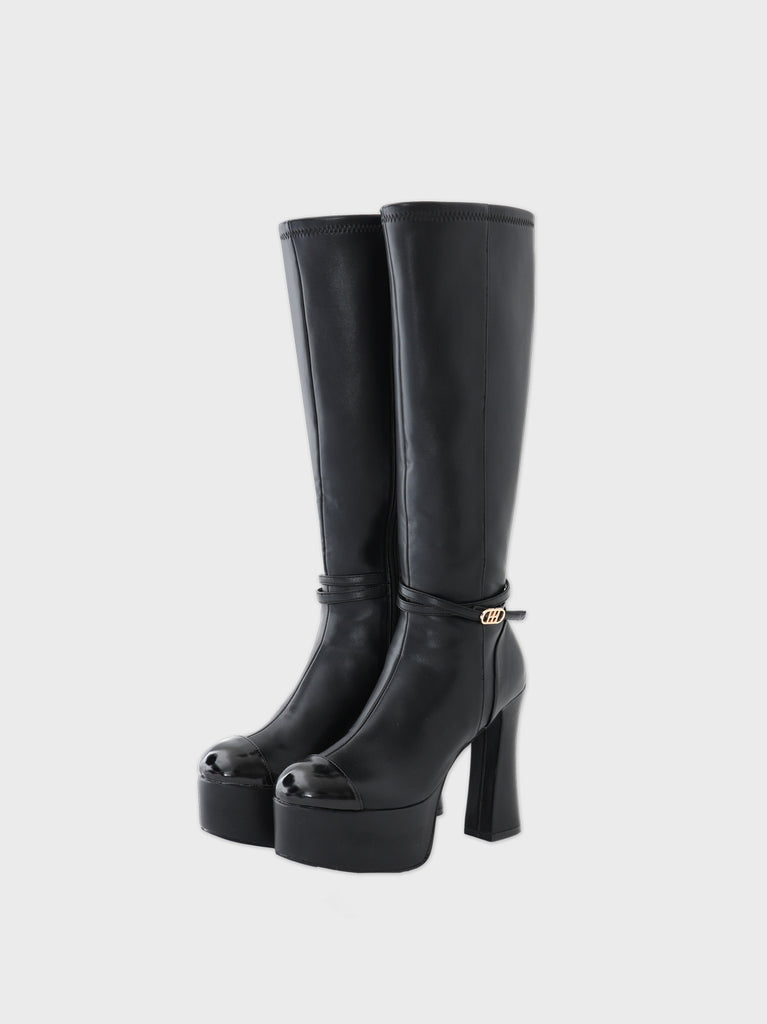 Gloss line platform long boots(eme10806)