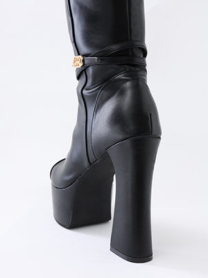 Gloss line platform long boots(eme10806)