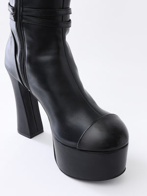 Gloss line platform long boots(eme10806)