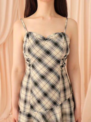 Check asymmetrical camisole onepiece(eme10807)