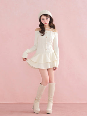 【Pre Order】Ribbon strap tiered frill mini onepiece(eme10811)