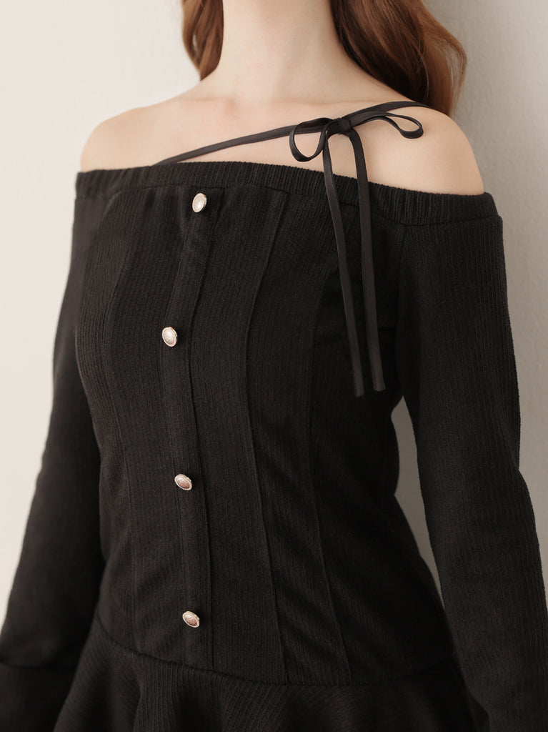 【Pre Order】Ribbon strap tiered frill mini onepiece(eme10811)