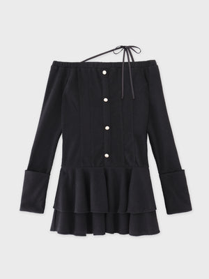 【Pre Order】Ribbon strap tiered frill mini onepiece(eme10811)