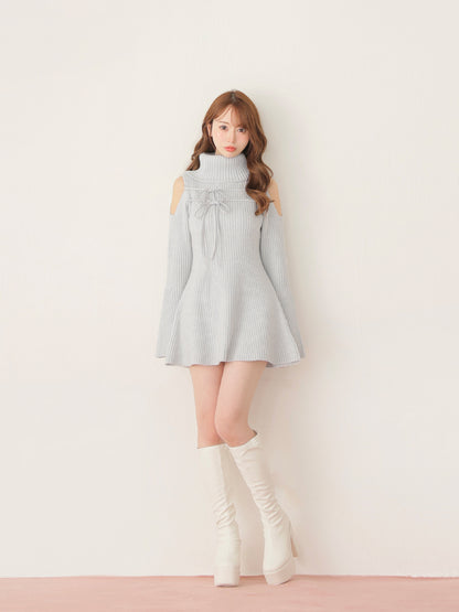 【Pre Order】Sleeve cut glitter knit mini onepiece(eme10771)