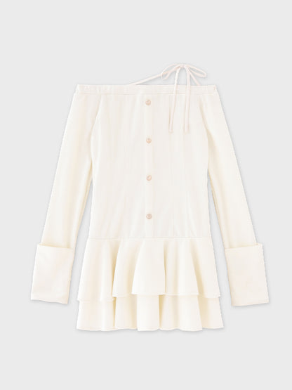 【Pre Order】Ribbon strap tiered frill mini onepiece(eme10811)