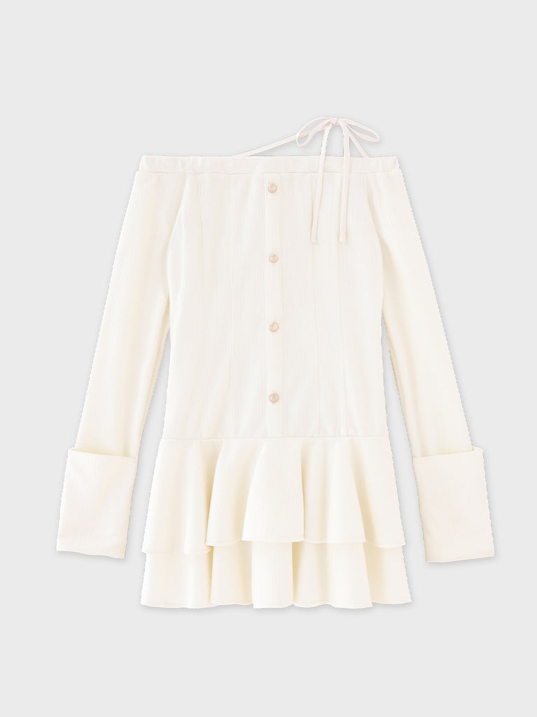 【Pre Order】Ribbon strap tiered frill mini onepiece(eme10811)