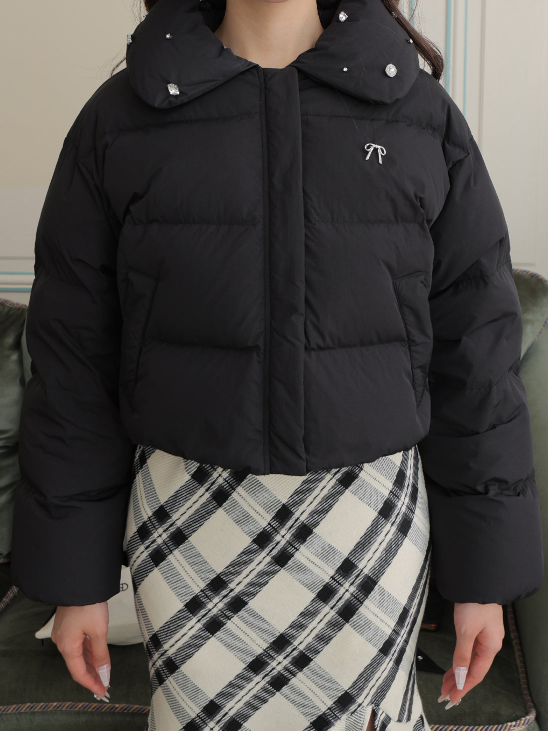 【SALE】Bijou cropped down jacket(eme10815)