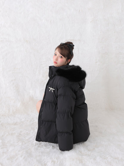 【Pre Order】Bijou ribbon down jacket(eme10816)