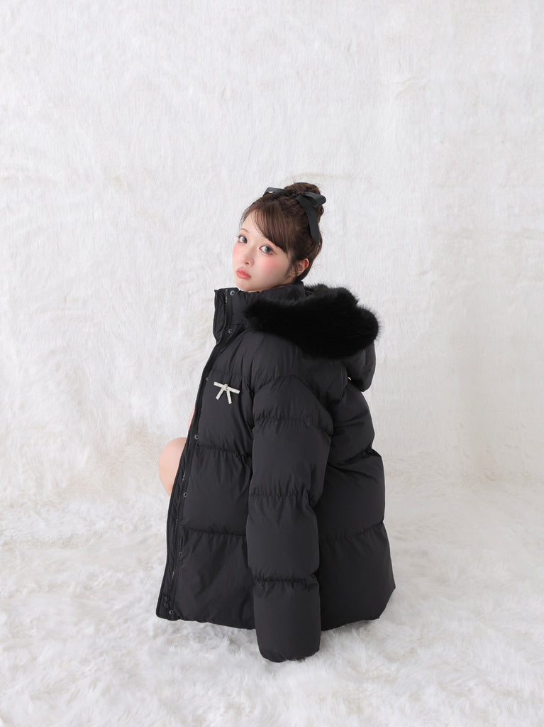 【Pre Order】Bijou ribbon down jacket(eme10816)