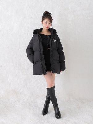 【Pre Order】Bijou ribbon down jacket(eme10816)