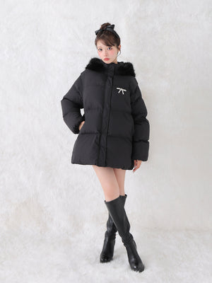 【Pre Order】Bijou ribbon down jacket(eme10816)