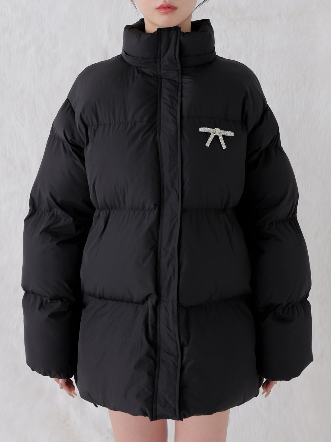 【Pre Order】Bijou ribbon down jacket(eme10816)