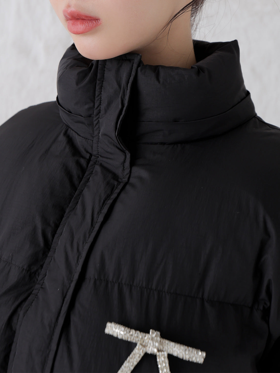 【Pre Order】Bijou ribbon down jacket(eme10816)