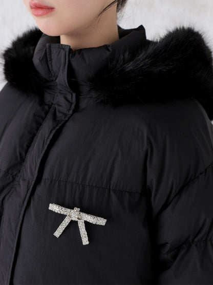 【Pre Order】Bijou ribbon down jacket(eme10816)