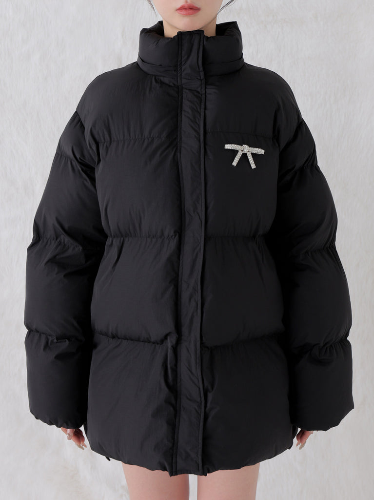 【Pre Order】Bijou ribbon down jacket(eme10816)