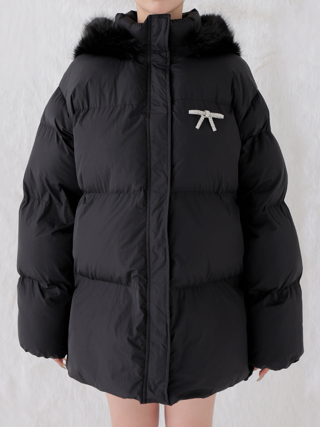 【Pre Order】Bijou ribbon down jacket(eme10816)