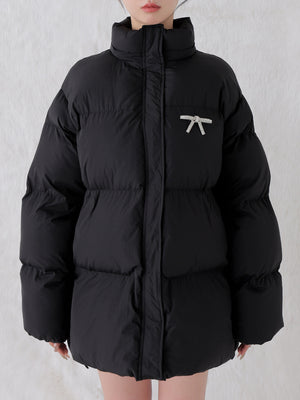 【Pre Order】Bijou ribbon down jacket(eme10816)
