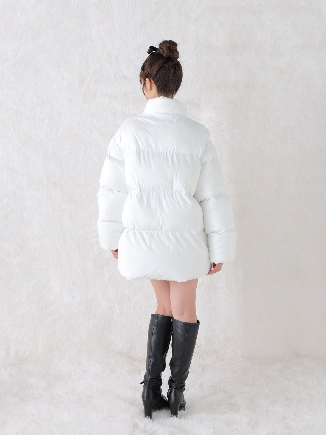 【Pre Order】Bijou ribbon down jacket(eme10816)