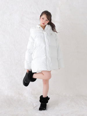 【Pre Order】Bijou ribbon down jacket(eme10816)