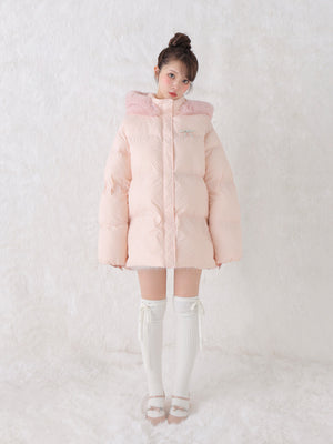 【Pre Order】Bijou ribbon down jacket(eme10816)