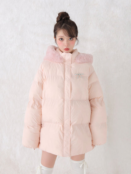 【Pre Order】Bijou ribbon down jacket(eme10816)