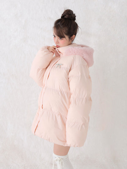 【Pre Order】Bijou ribbon down jacket(eme10816)