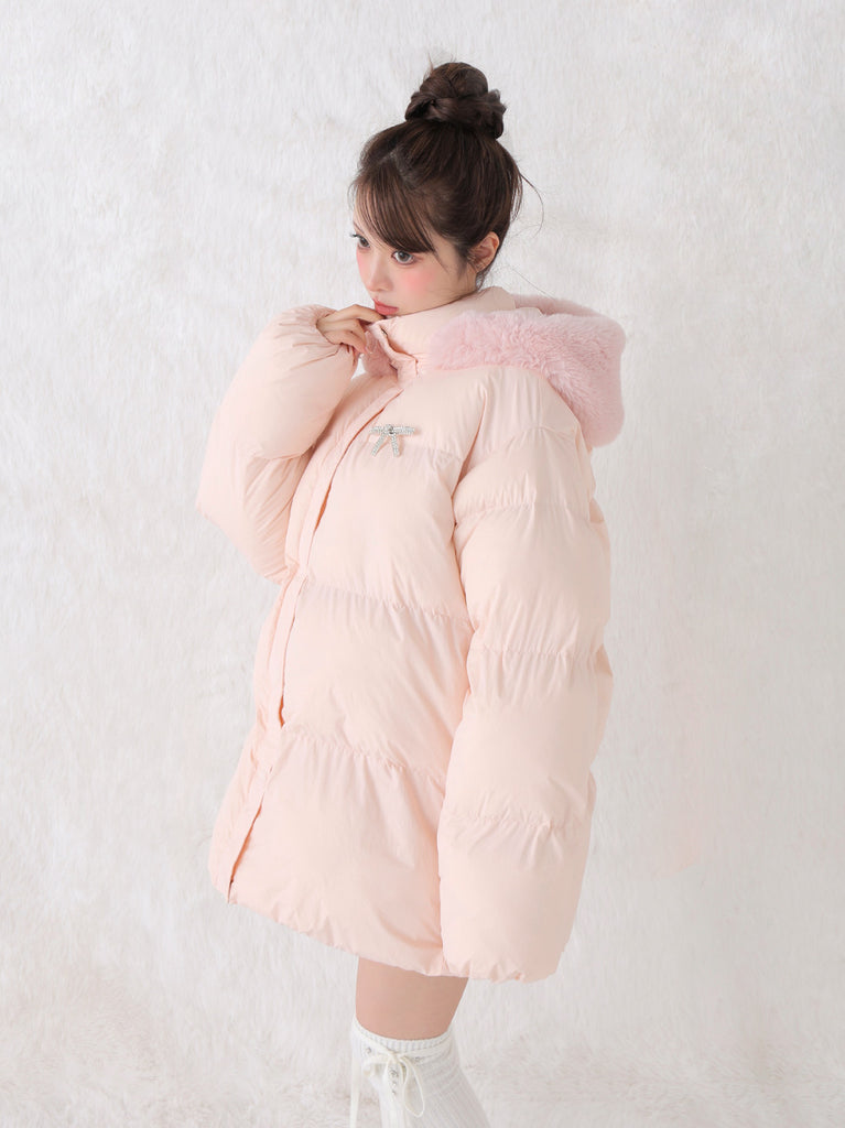 【Pre Order】Bijou ribbon down jacket(eme10816)
