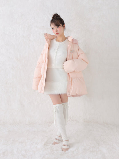 【Pre Order】Bijou ribbon down jacket(eme10816)