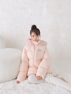 【Pre Order】Bijou ribbon down jacket(eme10816)