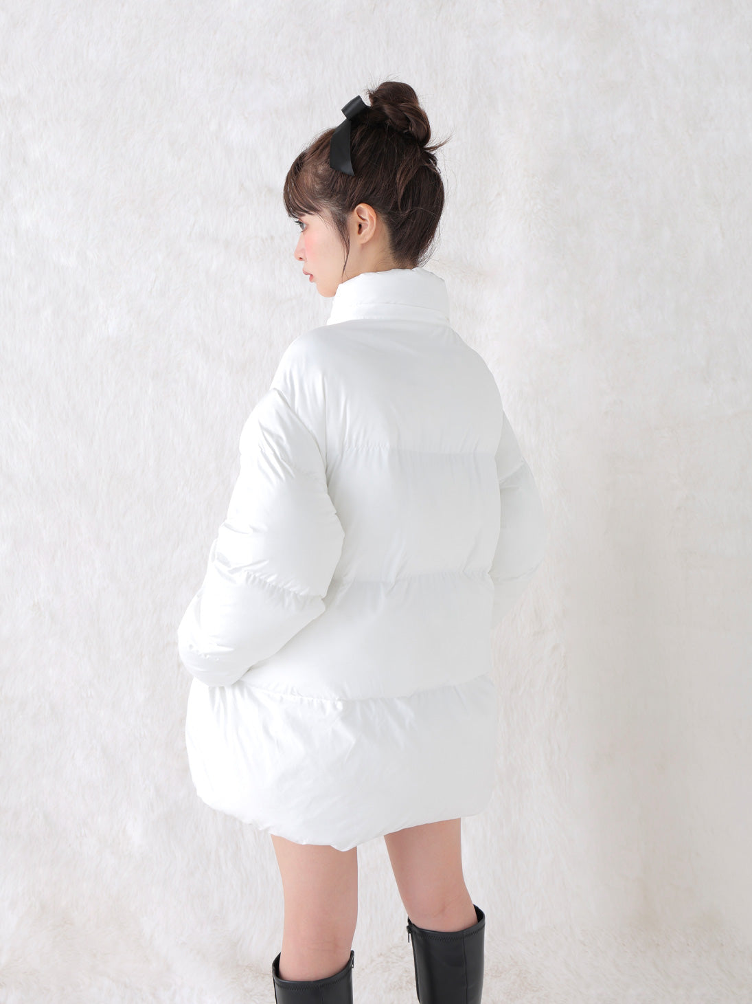 【Pre Order】Bijou ribbon down jacket(eme10816)