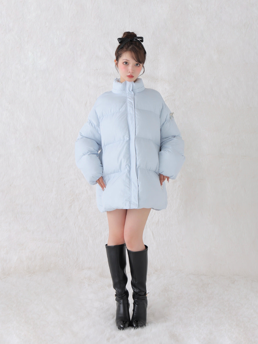 エムミーエメ　Bijou ribbon down jacket blue Bijou ribbon down jacket(eme10816) – M me eme