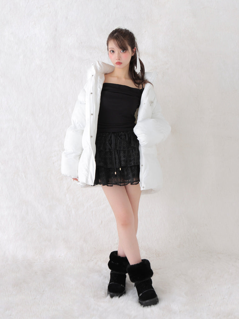 【Pre Order】Bijou ribbon down jacket(eme10816)