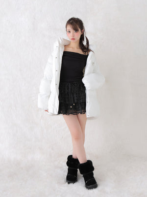 【Pre Order】Bijou ribbon down jacket(eme10816)