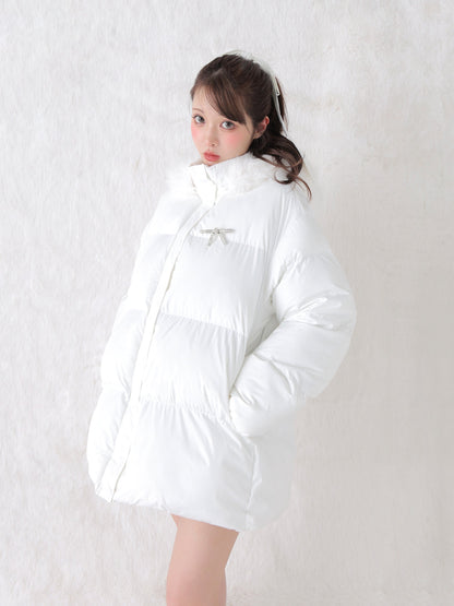 【Pre Order】Bijou ribbon down jacket(eme10816)
