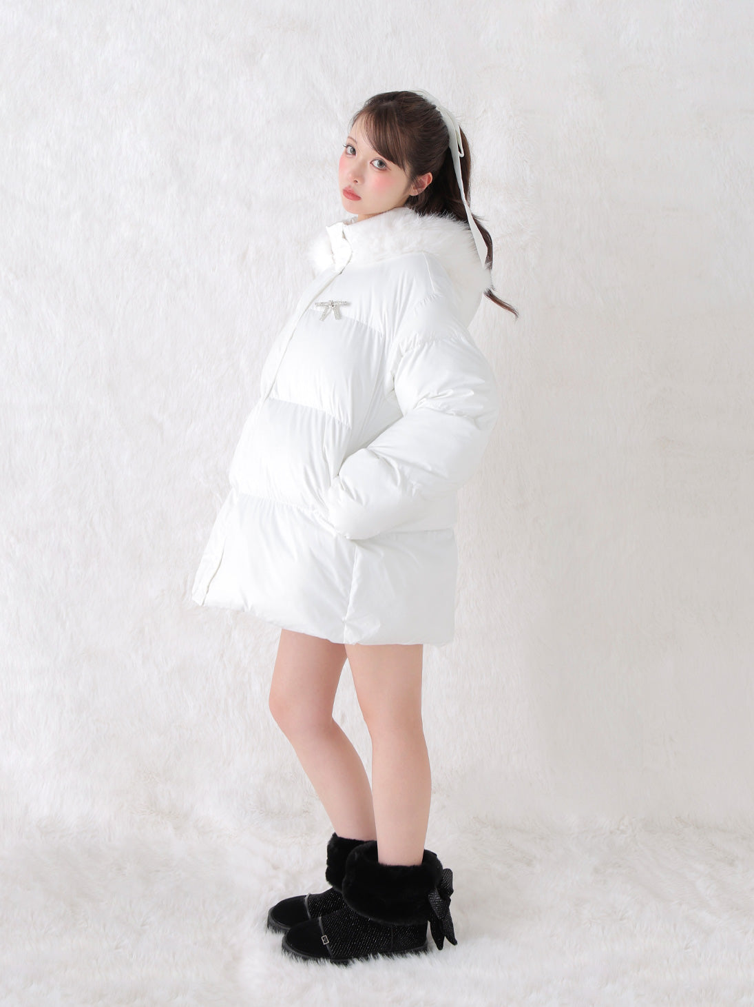 Pre Order】Bijou ribbon down jacket(eme10816) – M me eme