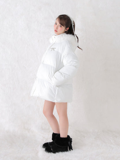 【Pre Order】Bijou ribbon down jacket(eme10816)
