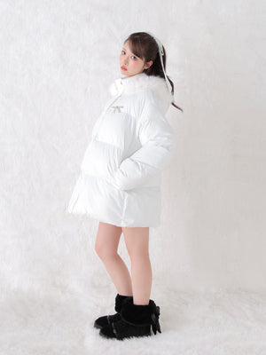【Pre Order】Bijou ribbon down jacket(eme10816)