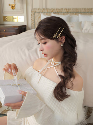 Feather off the shoulder lost mini onepiece(eme10817)