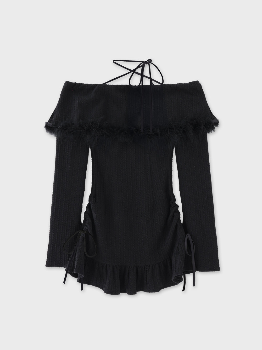 Feather off the shoulder lost mini onepiece(eme10817)