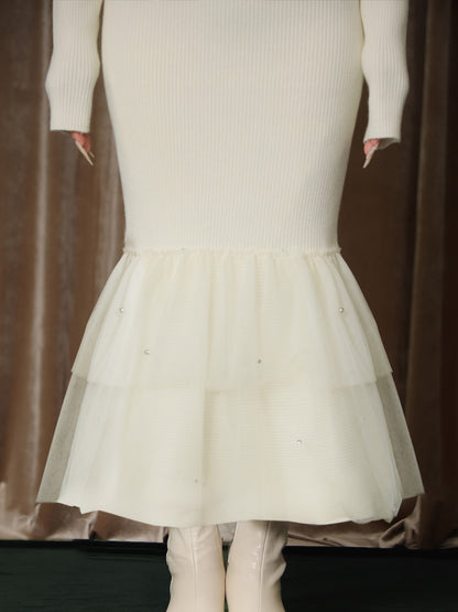 【Pre Order】Feather tulle ribbon mermaid onepiece(eme10819)