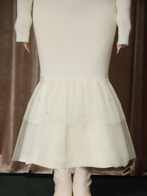 【Pre Order】Feather tulle ribbon mermaid onepiece(eme10819)