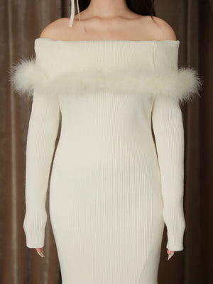 【Pre Order】Feather tulle ribbon mermaid onepiece(eme10819)