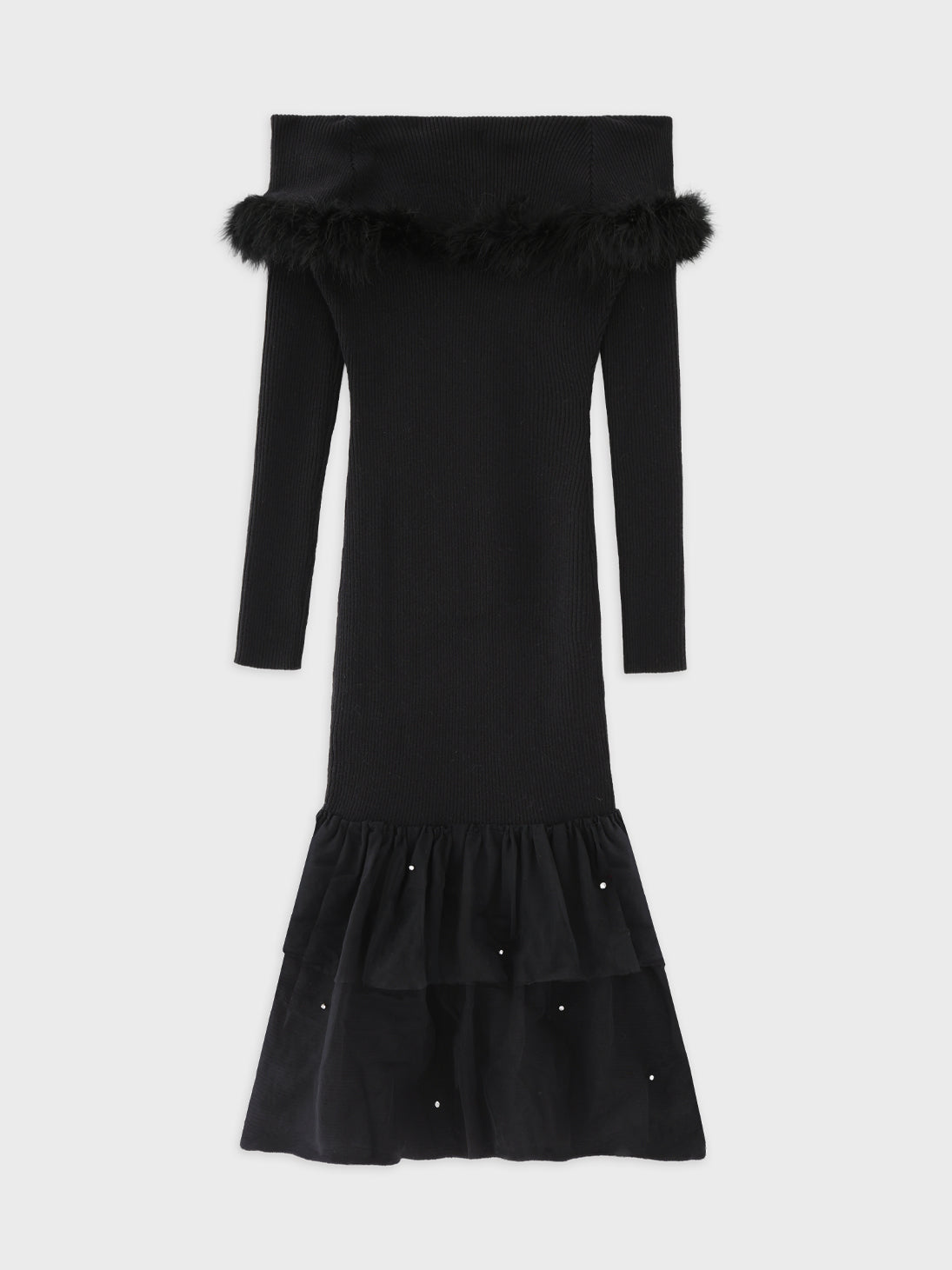 【Pre Order】Feather tulle ribbon mermaid onepiece(eme10819)