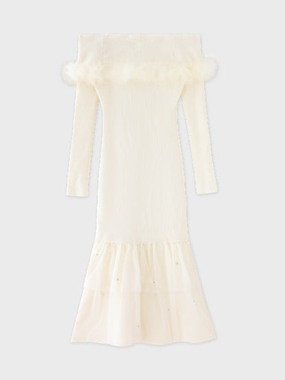 【Pre Order】Feather tulle ribbon mermaid onepiece(eme10819)