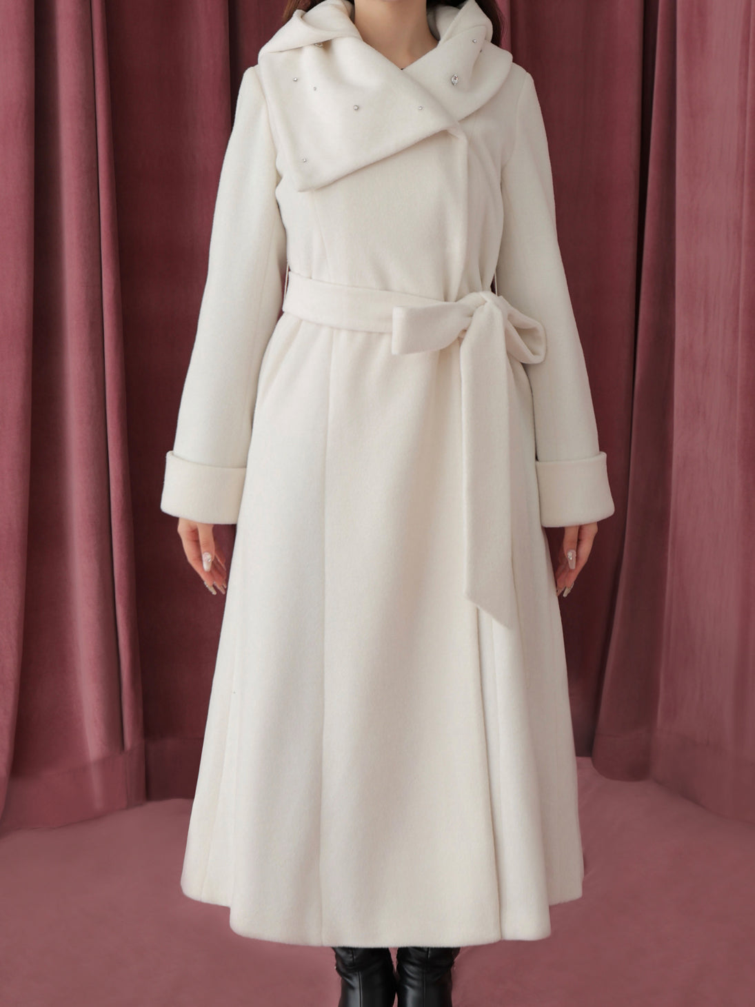 Blanc noir hooded long coat(eme10820)