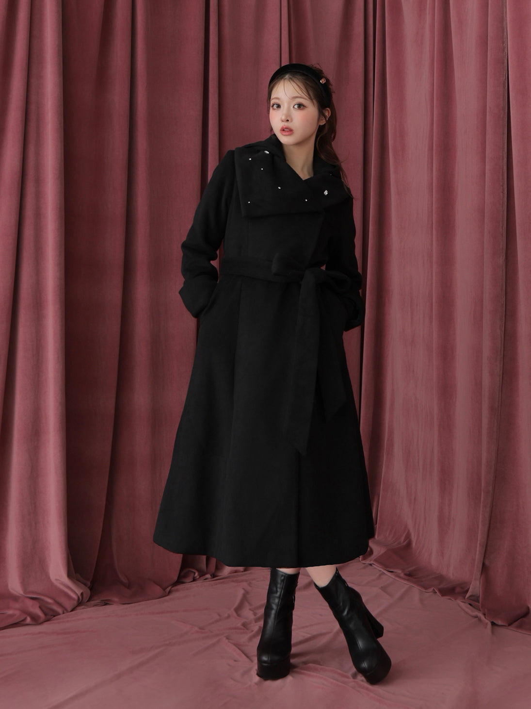 Blanc noir hooded long coat(eme10820)