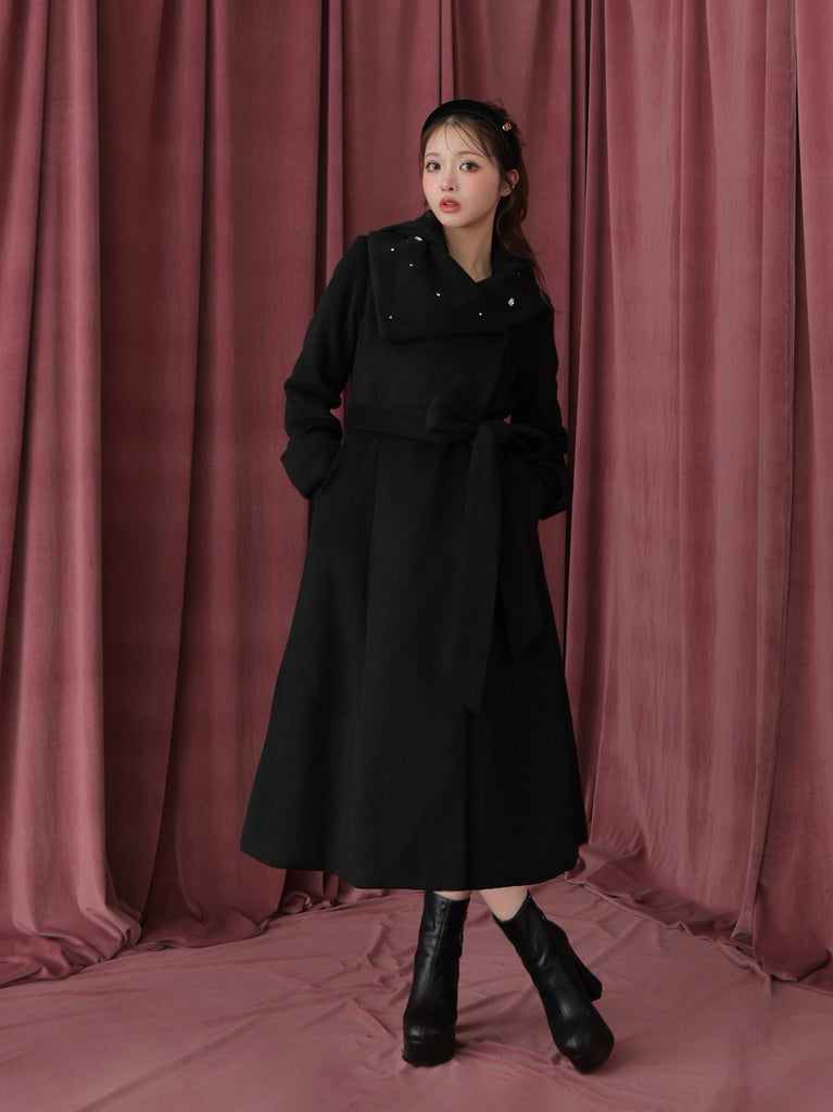 Blanc noir hooded long coat(eme10820)