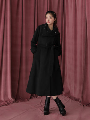 Blanc noir hooded long coat(eme10820)