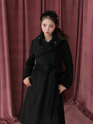 Blanc noir hooded long coat(eme10820)