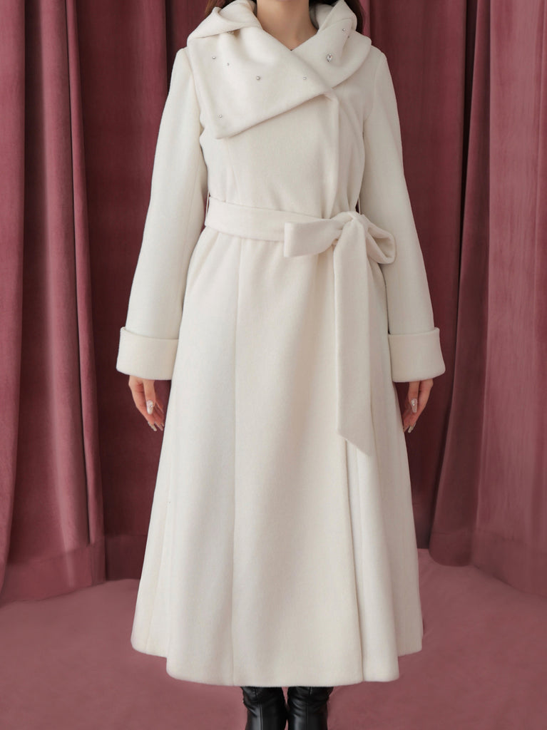 Blanc noir hooded long coat(eme10820)